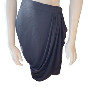 3.1 Phillip Lim Black Faux Wrap Gathered Silk Skirt (0)